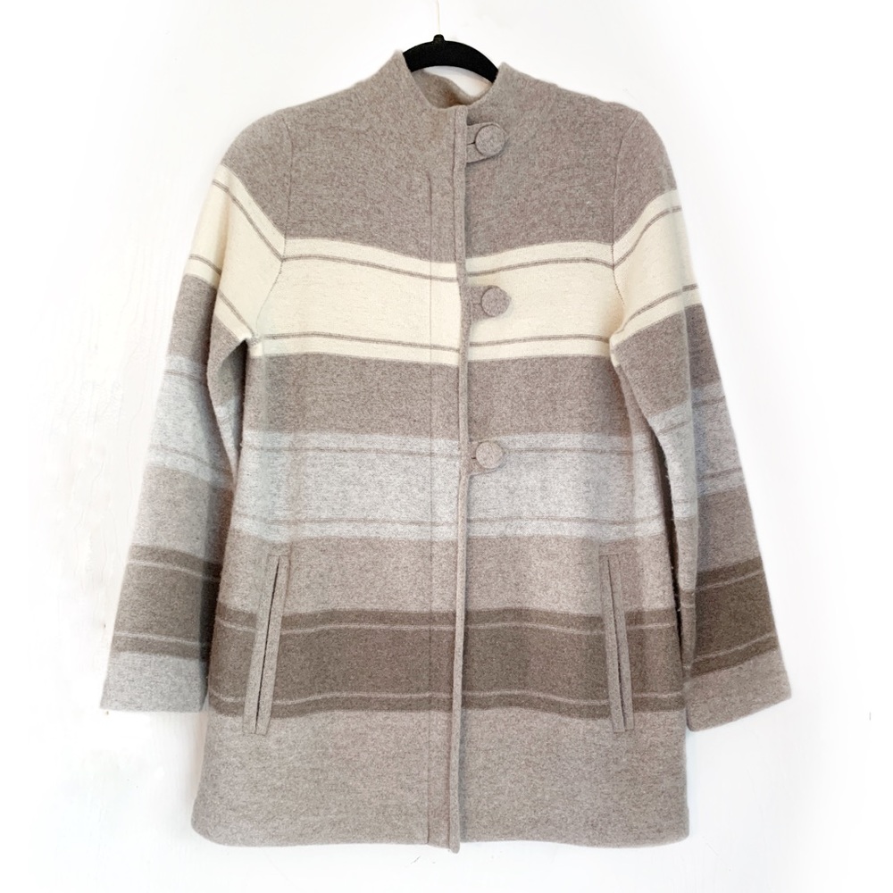 Pendleton Lambs Wool Peacoat Neutral Stripes Med